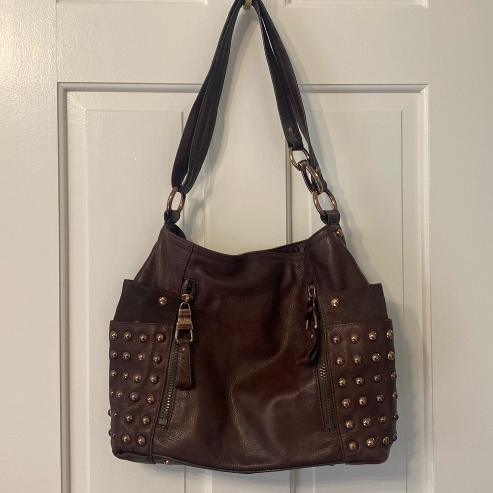 B. Makowsky Real Leather Bag with Rose Gold Hardware
